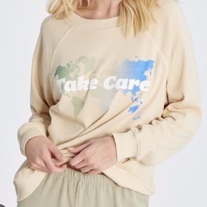 Wildfox Tan Take Care Crewneck Sweatshirt Small